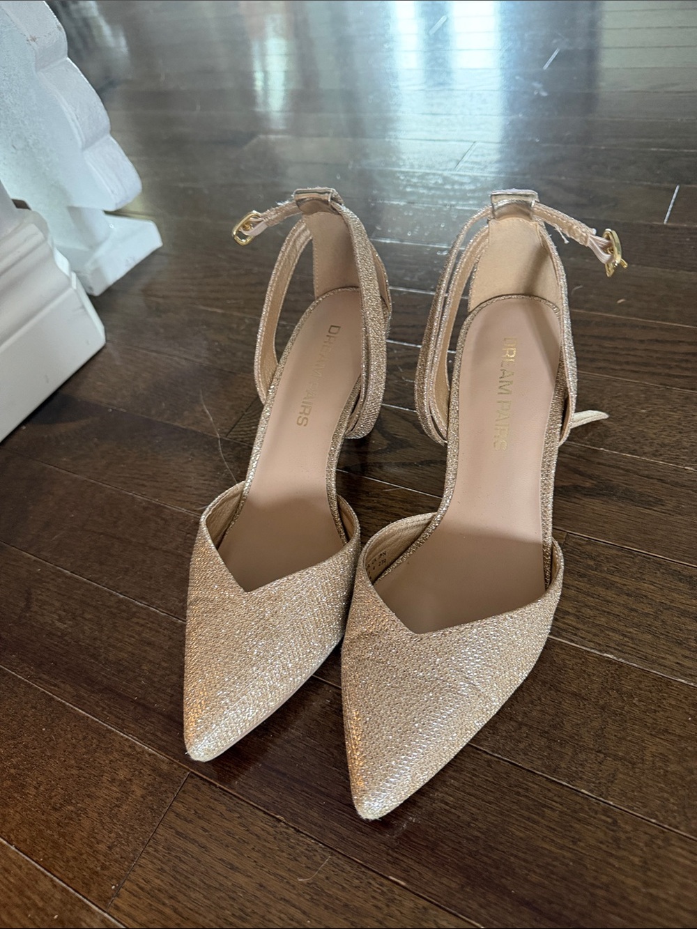 Gold glitter heels